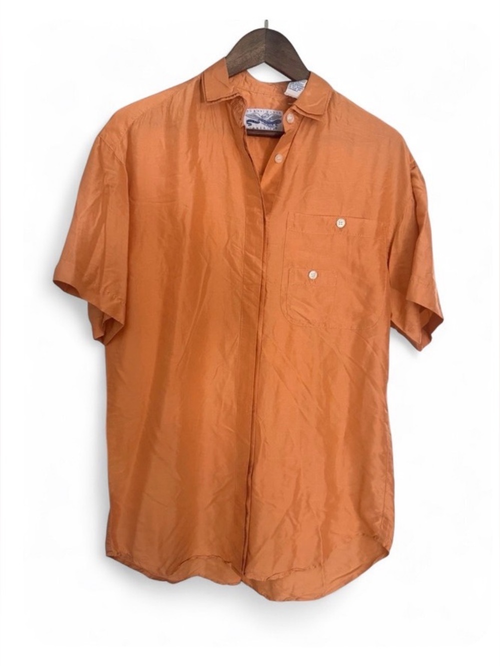 Vintage Perry Ellis America 100% Silk Camel Shirt Sz S